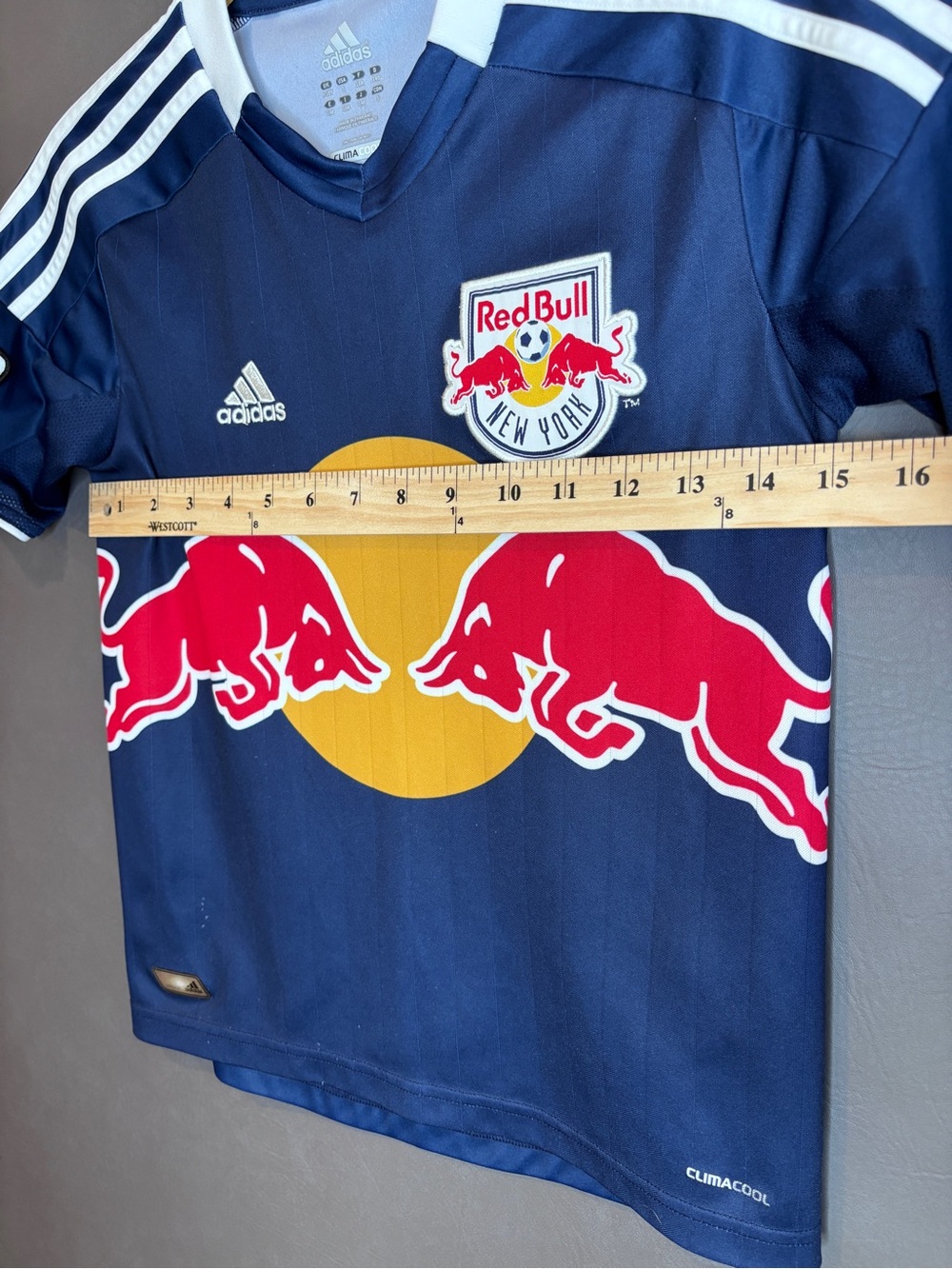 adidas Kids Navy Blue New York Red Bulls Soccer Jersey with Red and Gold Logo - Picture 6 of 7